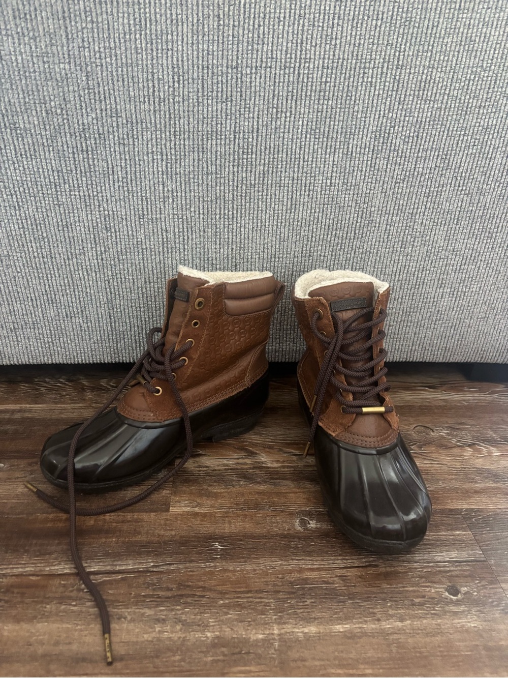 Michael Kors Brown and Dark Brown Lace-Up Women's Duck Boots